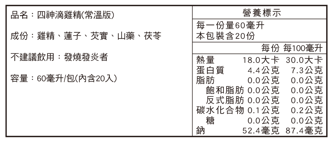 常溫四神20入